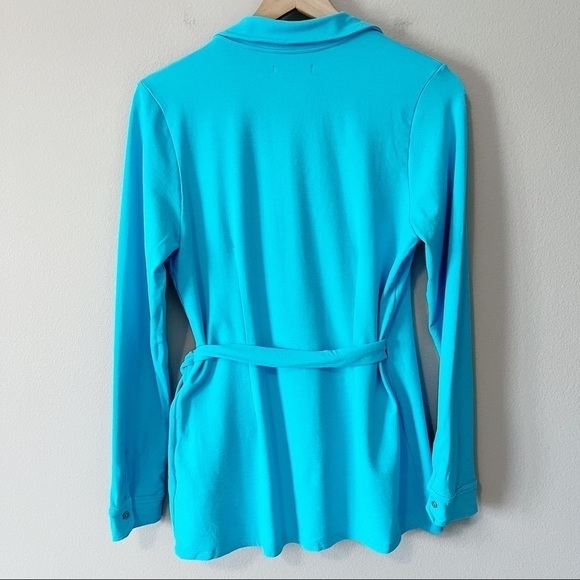 Fresh Produce NWT Delray Ocean Blue Hepburn Wrap Top Collared Size Medium - Picture 8 of 10
